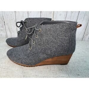 Dr.‎ Scholl's Gray Felt Lace-Up Wedge Booties Women's 9M Comfort